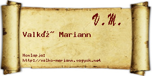 Valkó Mariann névjegykártya