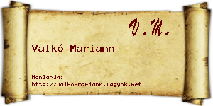 Valkó Mariann névjegykártya